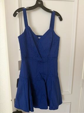 Parker Royal Blue Textured Fit-and-Flare Dress